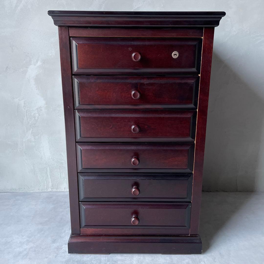 桜材 葉隠 民芸家具 木製 6段抽斗 小箪笥 ナイトテーブル サイドボード