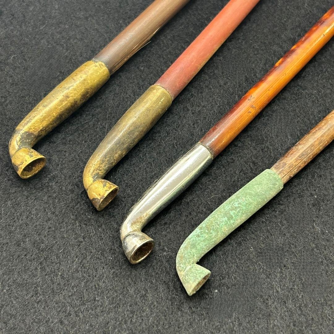 アンティーク 煙管 キセルセット 骨彫刻 革ケース 真鍮製 レトロ 喫煙具