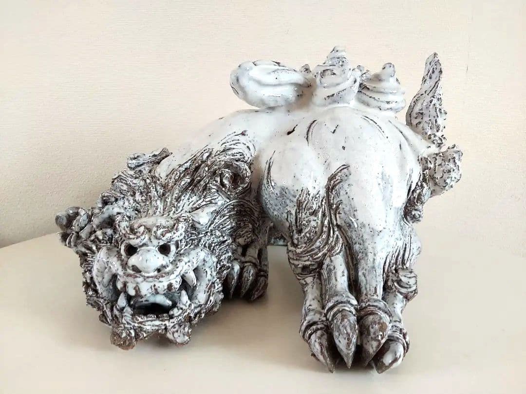 萩焼　 獅子の置物 　小久保凌雲作