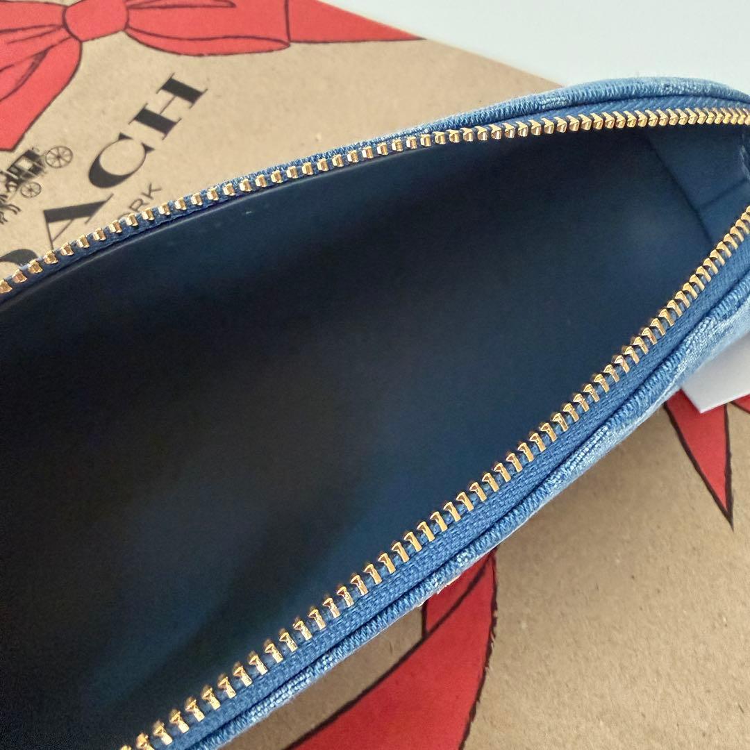 コーチ☆新品☆シグネチャー デニム ペンシルケース/コスメケース 青 ブルー