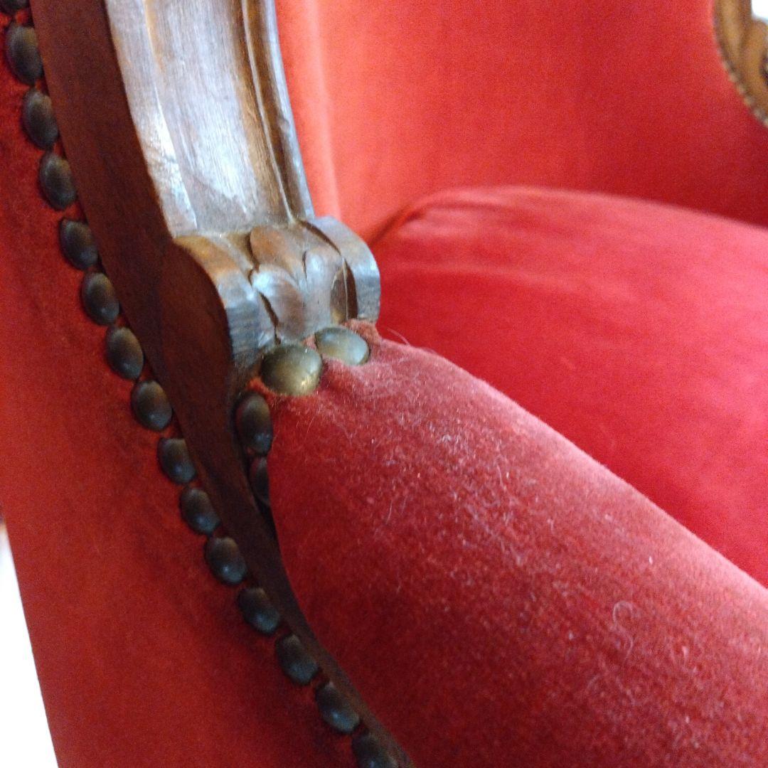 猫脚もきゅ〜とな1人掛けソファー　アンティークソファー　猫脚ソファー