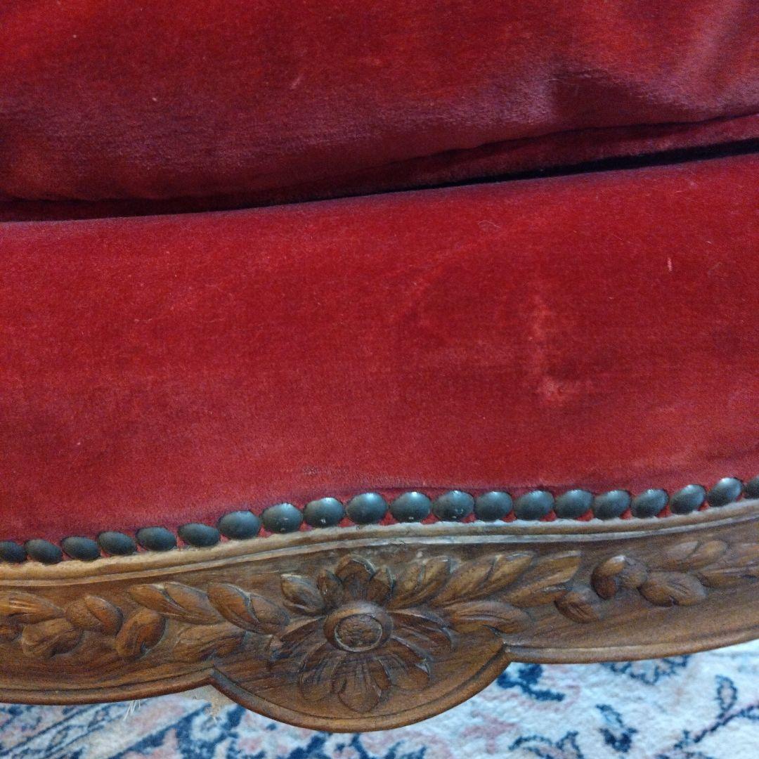 猫脚もきゅ〜とな1人掛けソファー　アンティークソファー　猫脚ソファー