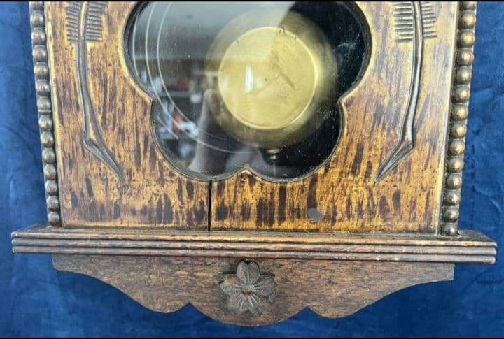 振り子時計　ゼンマイ式　昭和レトロ　アンティーク　壁掛け時計　桜　和風