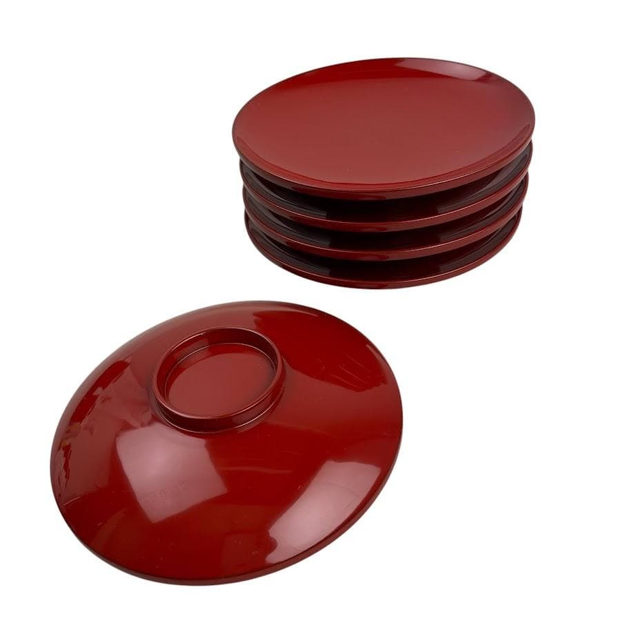 極美品●辻石斎●名品 利休形 懐石揃物五客 塗師 茶懐石道具セット 骨董・古美術