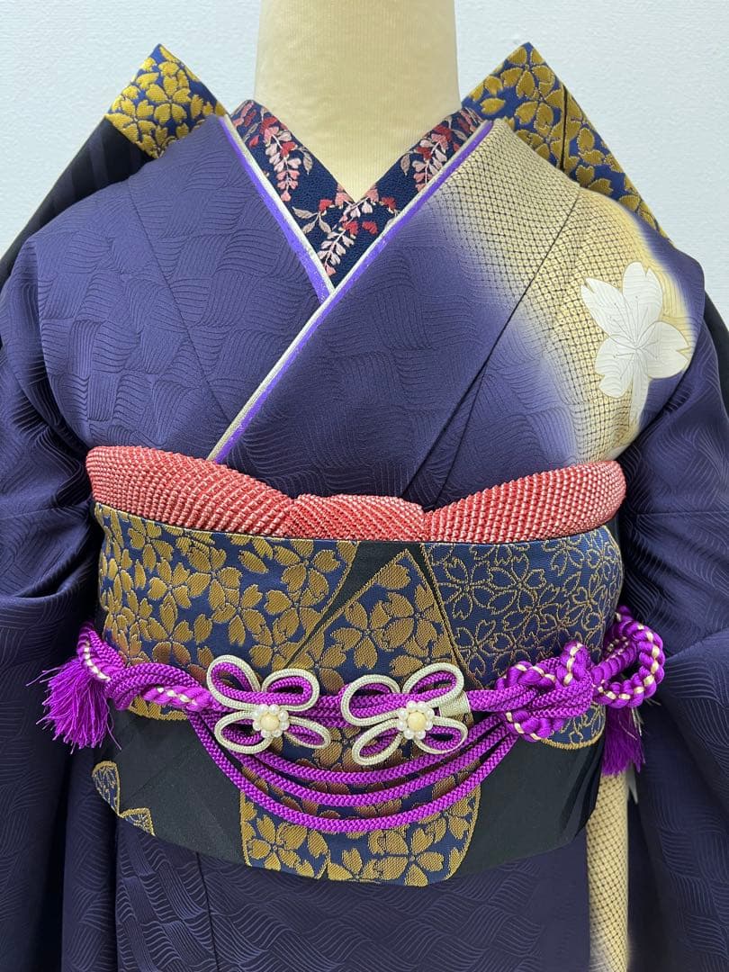 振り袖　フルセット　別誂長襦袢　結婚式　金彩加工　刺繍入り　桜　坂東八十助726