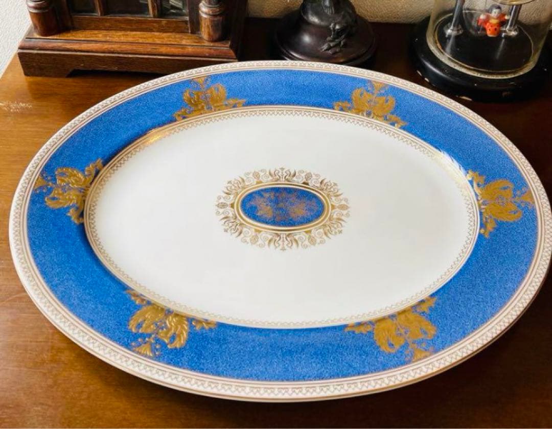 ウェッジウッド コロンビア　パウダー　ブルー オーバルプレート