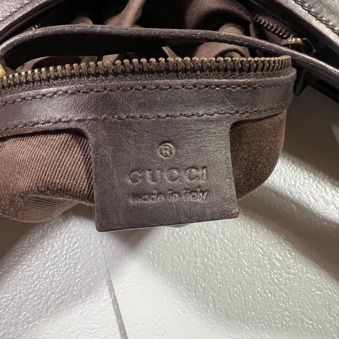 GUCCI グッチ ワンショルダーバッグ 三日月型　GG柄 レザー×キャンバス