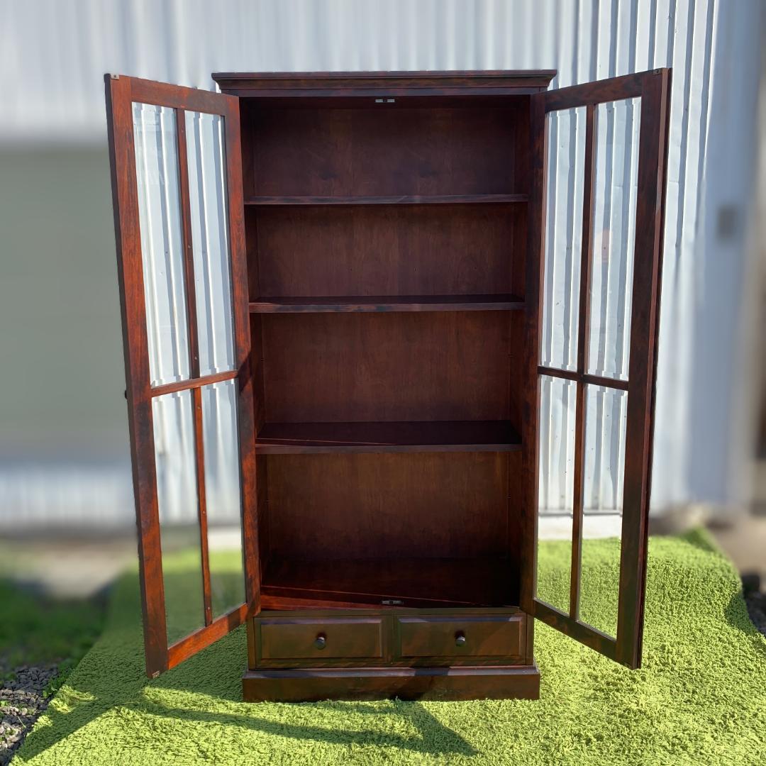 北海民芸 和光 書棚 ブックキャビネット 本棚 ガラスキャビネット 民芸家具