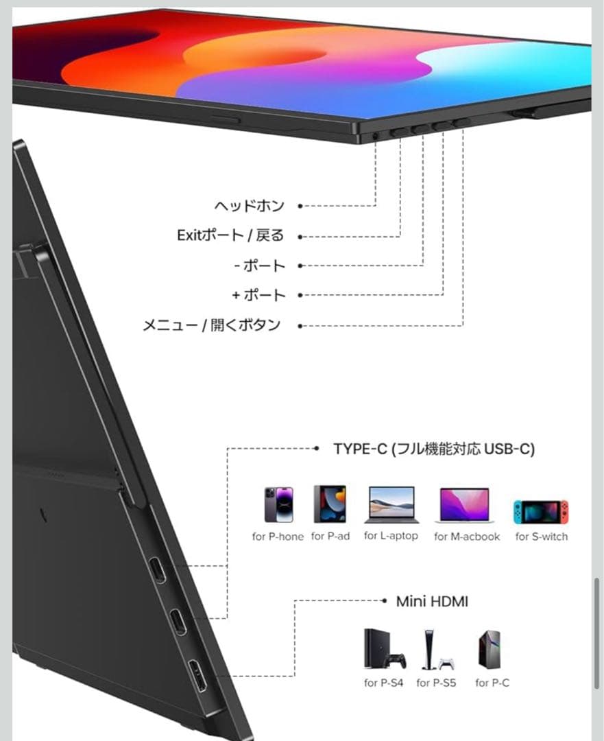 新品未使用 ケース付き モバイルモニター モバイルディスプレイ 液晶モニター
