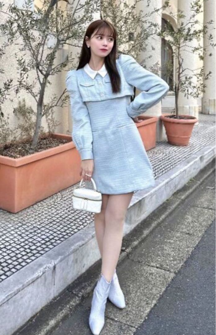 dazzlin ツイードドッキングミニワンピース