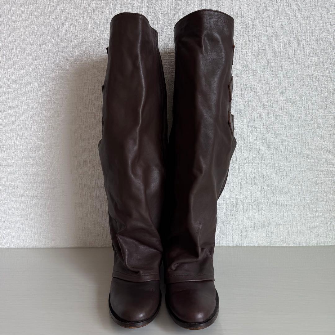 希少　zucca　ズッカ　ナウシカブーツ　ベルトパンツブーツ　ダークブラウン　L