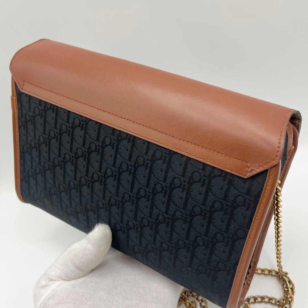 【美品】Dior ショルダーバッグ　トロッター　チェーン　レザー　ヴィンテージ