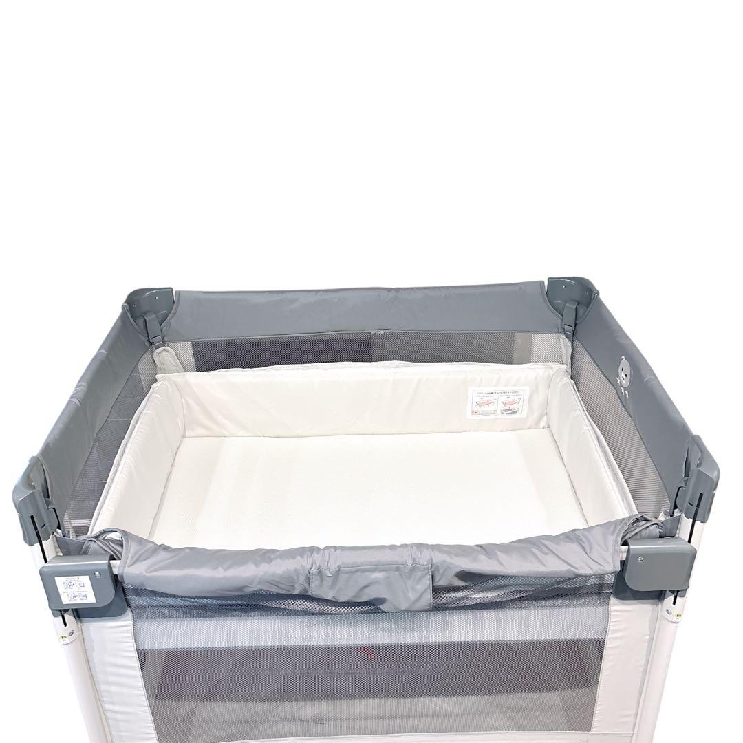【付属品完備】アップリカ ココネルエアーABベビーベッド グレーベアー