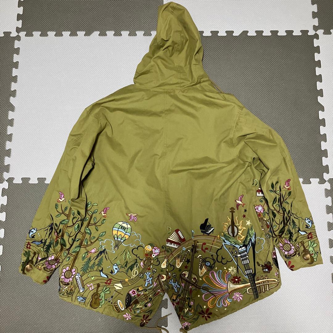 超美品 go slow caravan コードクロスパネル 刺繍 モッズコート