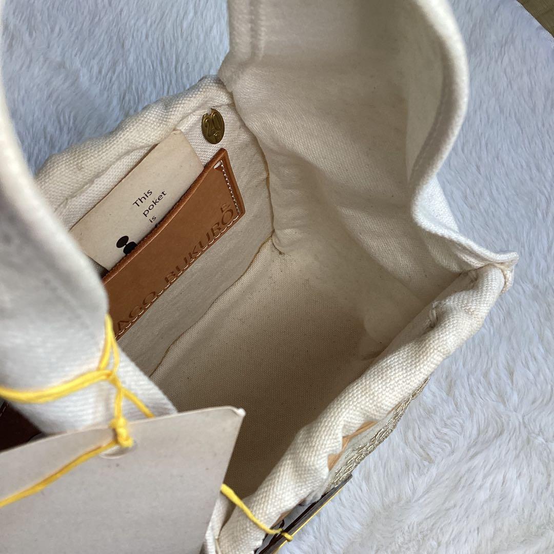 エバゴス Eワッペン　ハンドバッグ　カゴバッグ　キャンバス 鏡付き