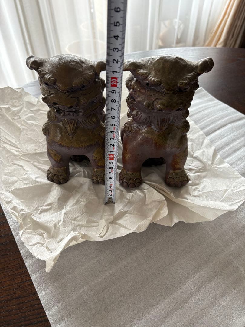 沖縄シーサー 陶器 置物 ペア ヴィンテージ 魔除け 縁起物
