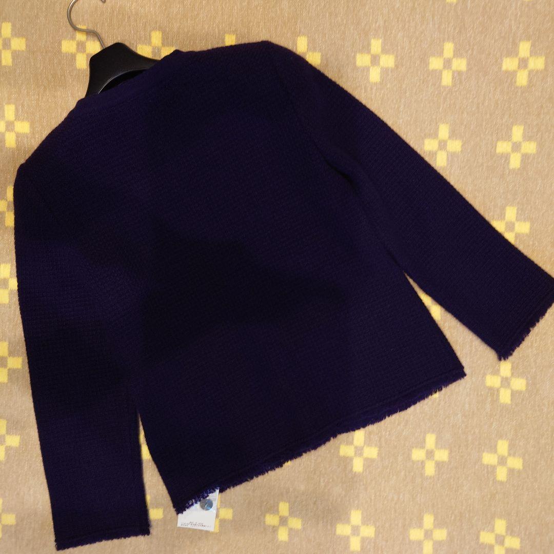 FOXEY カシミヤカーディガンジャケット七分袖 サイズ40 紫ネイビー