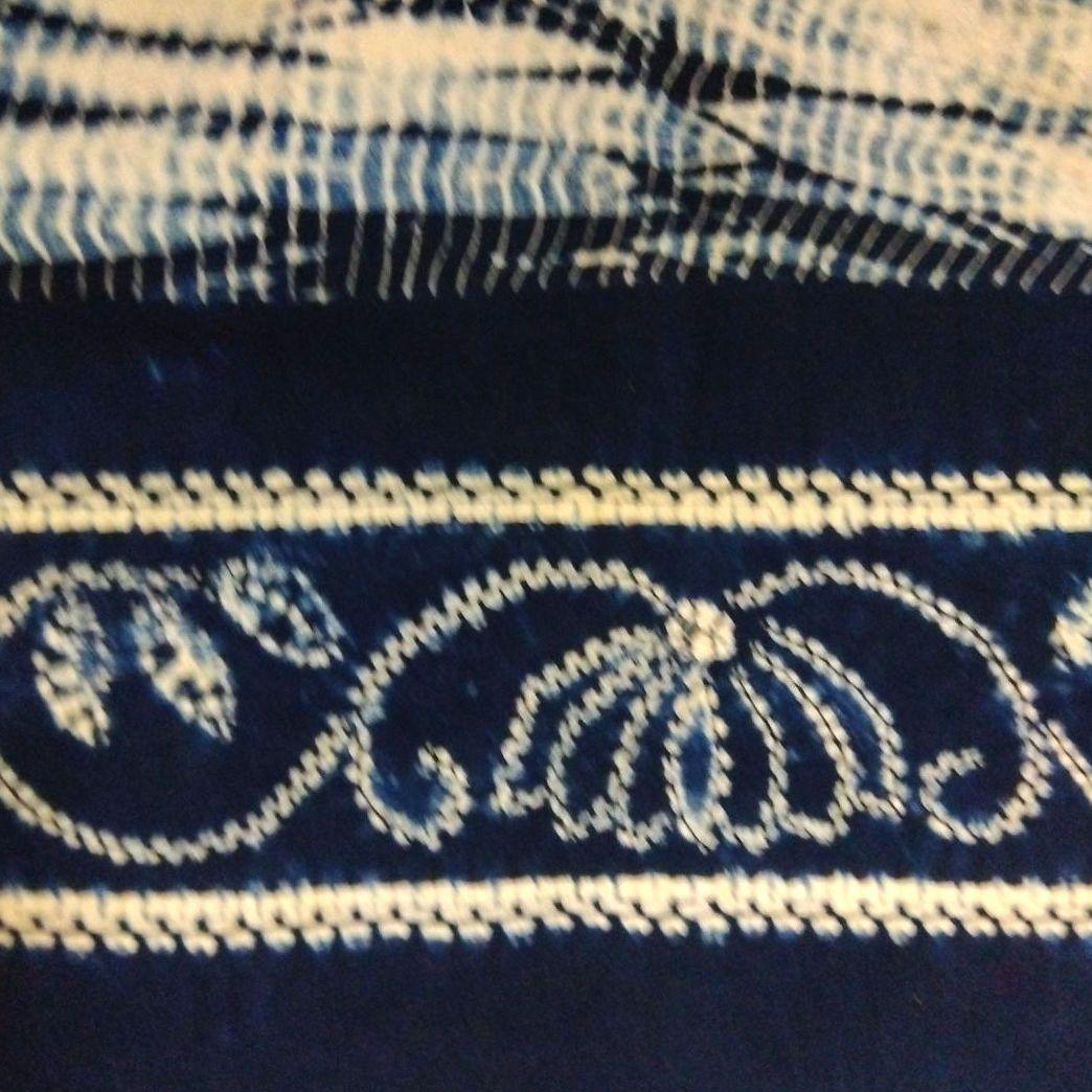 本藍染　手絞り　テーブルクロス　ベッドカバー　大判　和物　日本製