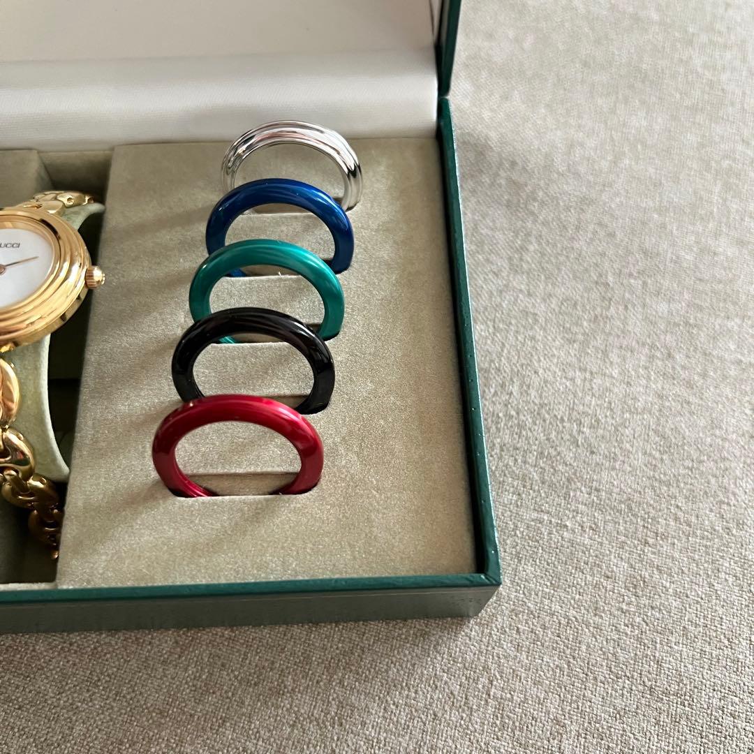 【美品】GUCCI ゴールドチェーン時計とリングセット　チェンジベゼル