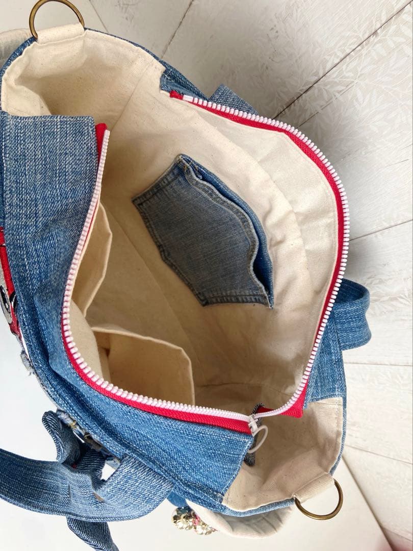 デニムリメイクバック　いちごうさぎ