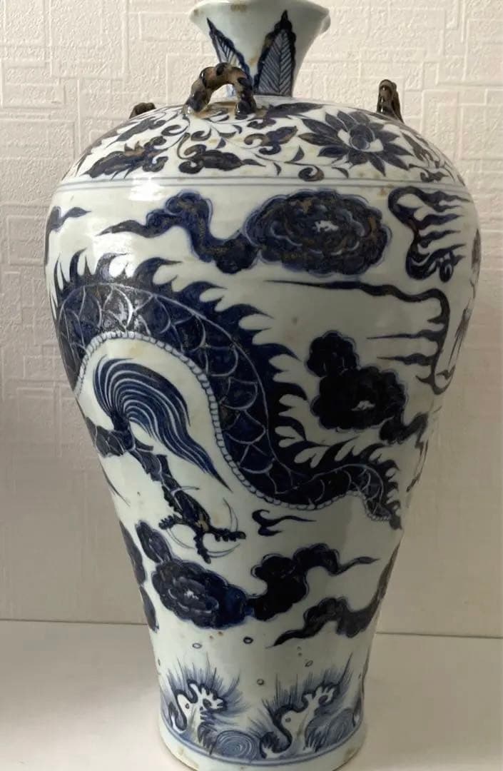 中国　明时代 青花 染付 雲龍紋 大壺 骨董古玩 陶芸古美術