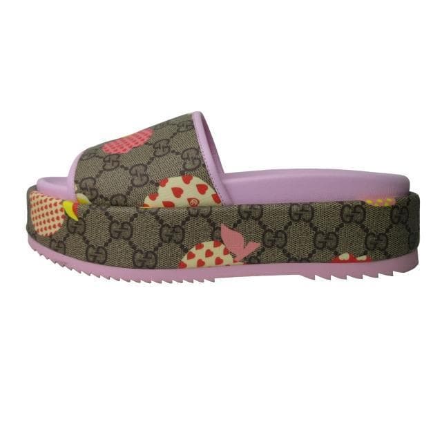 美品 GUCCI グッチ レ ポム プラットフォームサンダル ピンク 38
