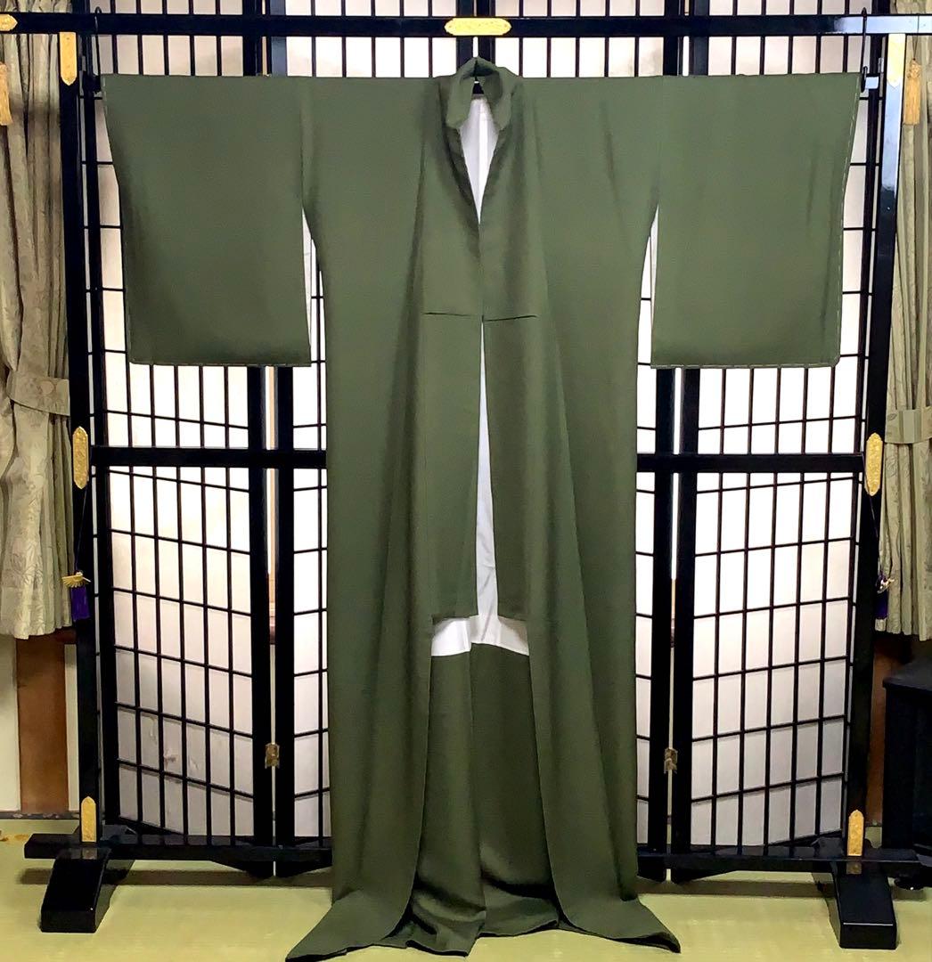 【コロ　】君島一郎　寿光織　色無地　一ツ紋　身丈172.5cm 長身で細身