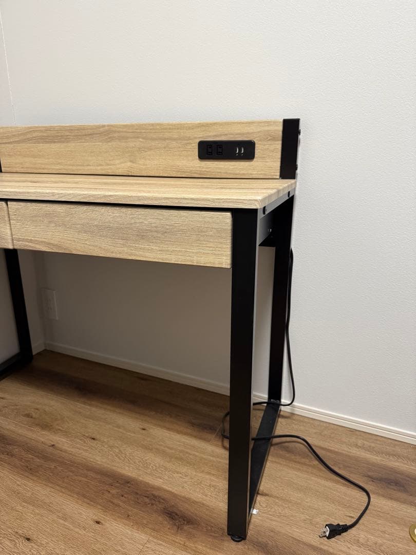 木目調パソコンデスク USBポート付き