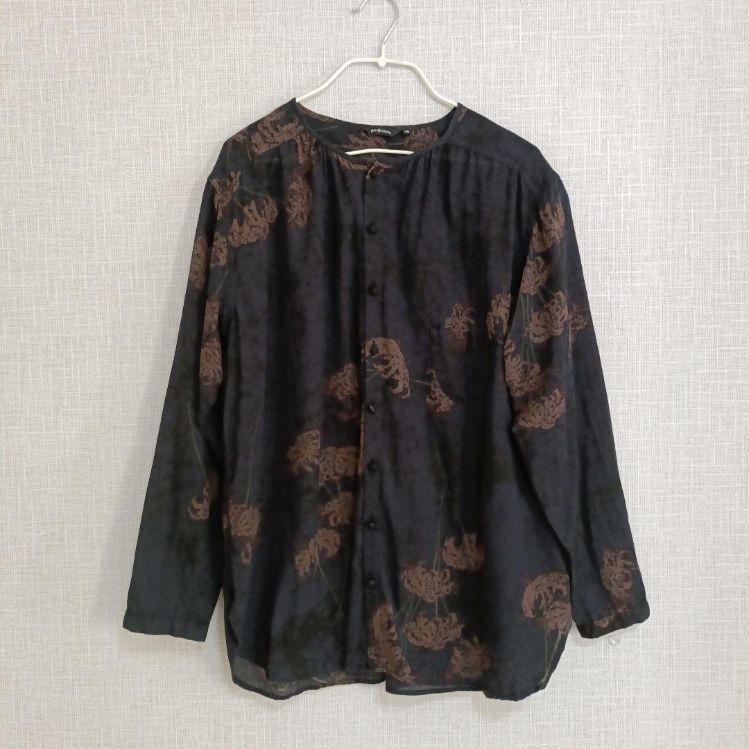 【美品】pas de calais 　Higanbana 　彼岸花　ブラウス　黒
