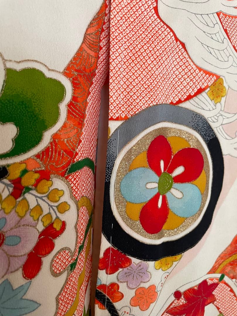 新品　未使用　希少　正絹　着物　七五三　お宮参り　しぼり　しつけ付き　女子　和柄