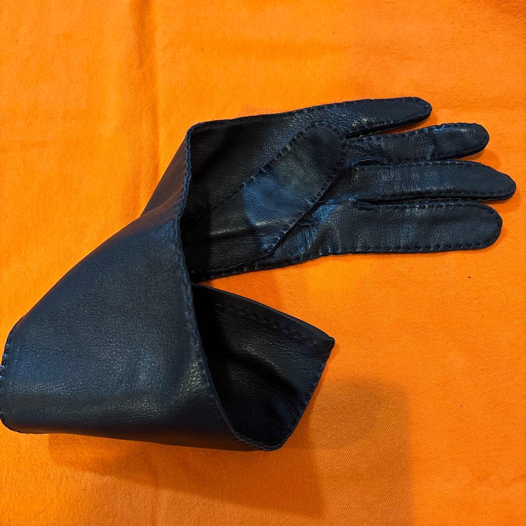 未使用美品エルメスラムスキンレザー ロンググローブ ブラック