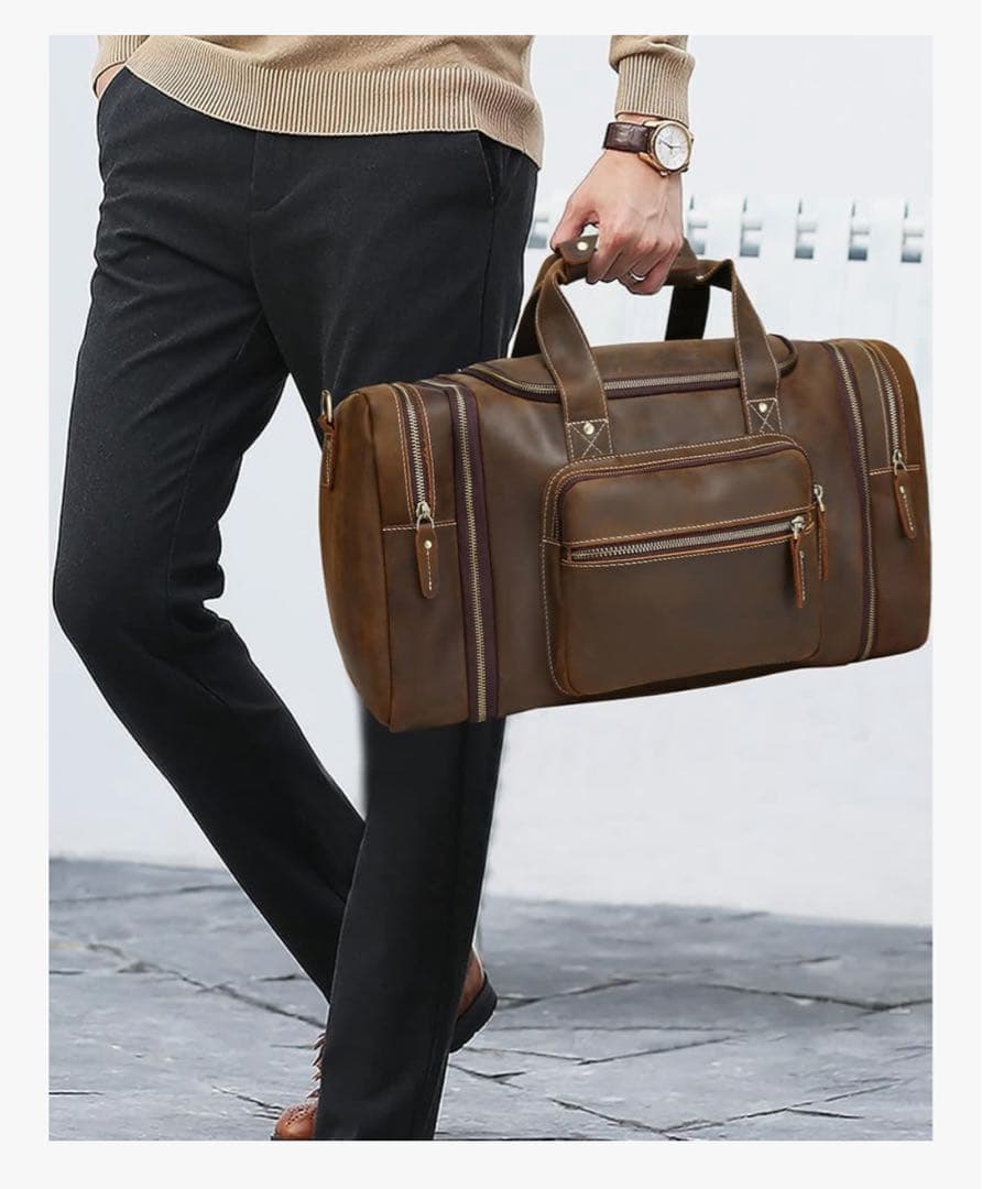 【新品未使用】LANNSYNE ダッフル（ボストン）バッグ 拡張可能 本革レザー