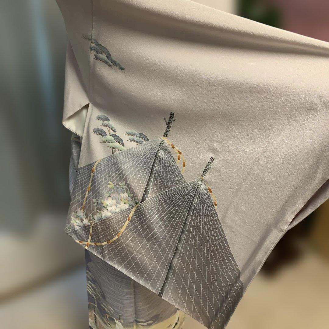 yamaguchi様極美品★加賀友禅訪問着袷★落款あり★舞鶴★グレーラベンダー