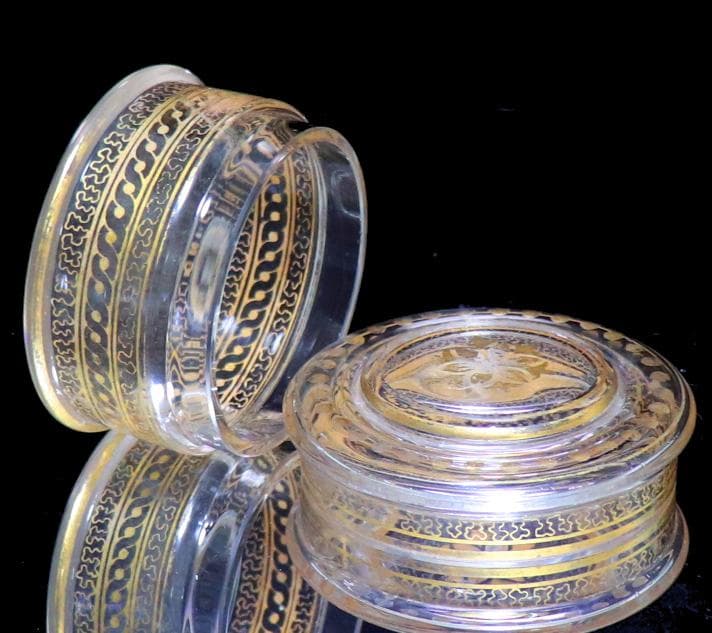 オールド・バカラ 1900年頃 金彩蓋物 希少絵柄 ボンボニエール アートピース