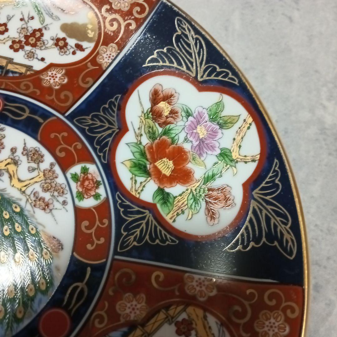 伊万里焼　秀峰作　大皿　飾り皿　孔雀図　3枚セット