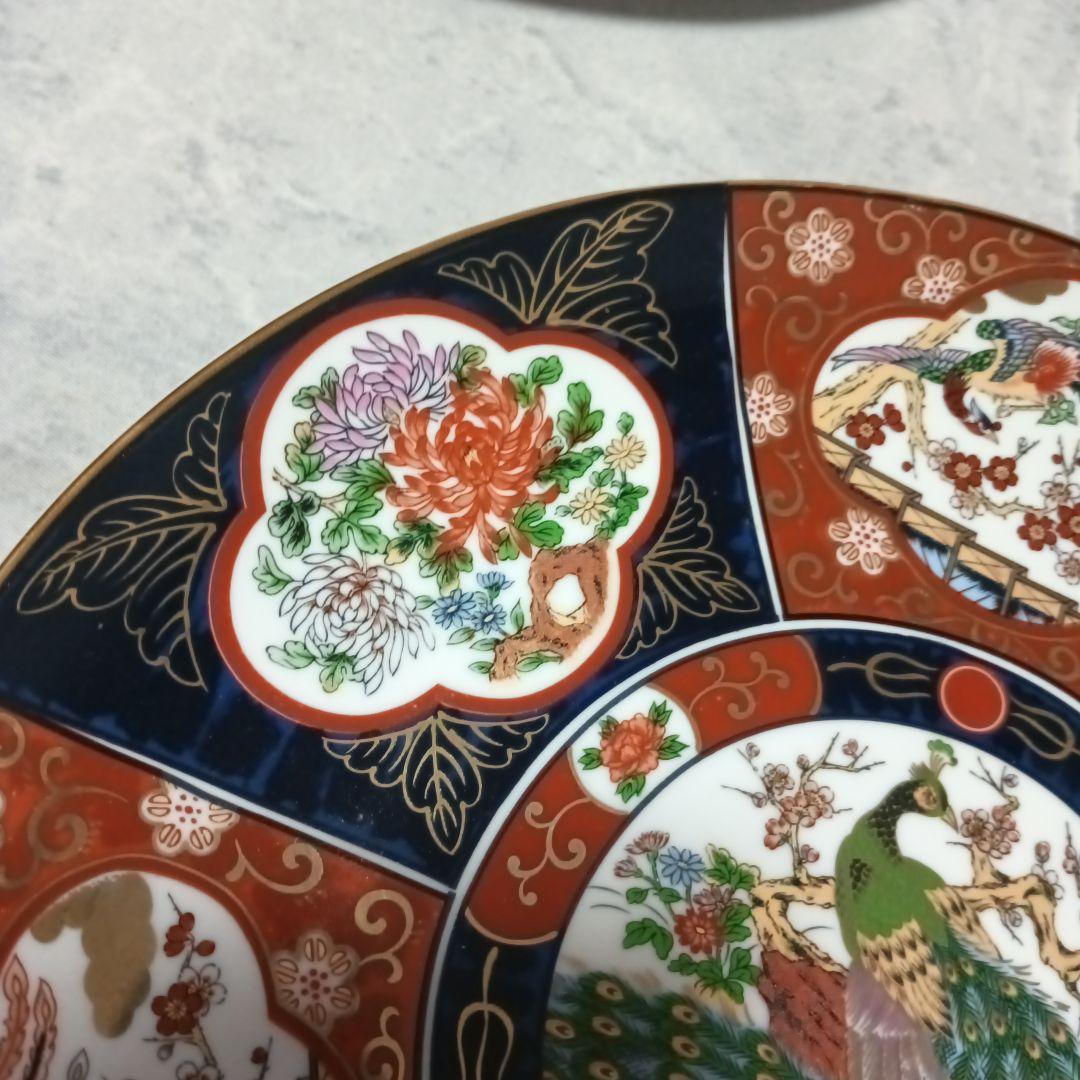 伊万里焼　秀峰作　大皿　飾り皿　孔雀図　3枚セット