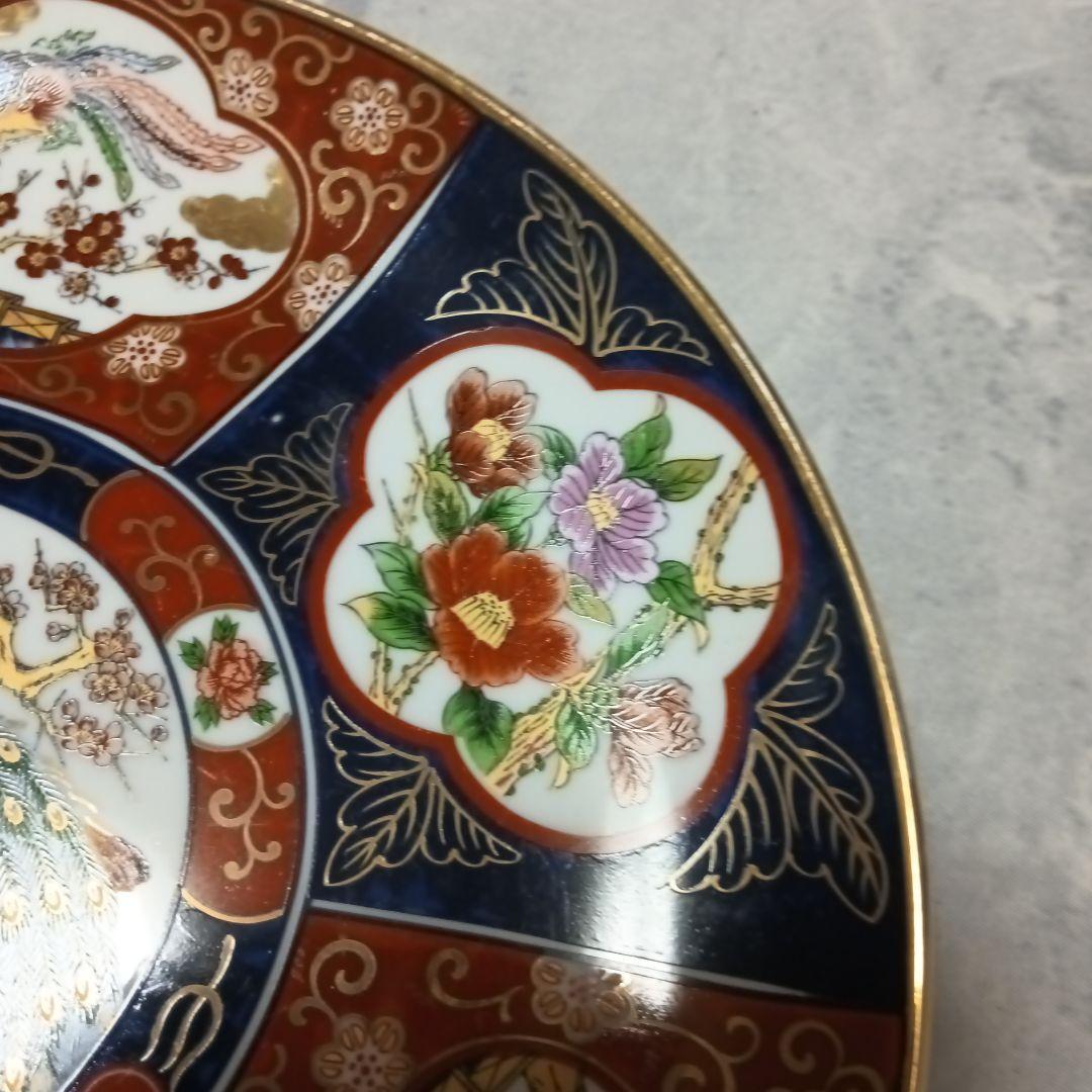 伊万里焼　秀峰作　大皿　飾り皿　孔雀図　3枚セット