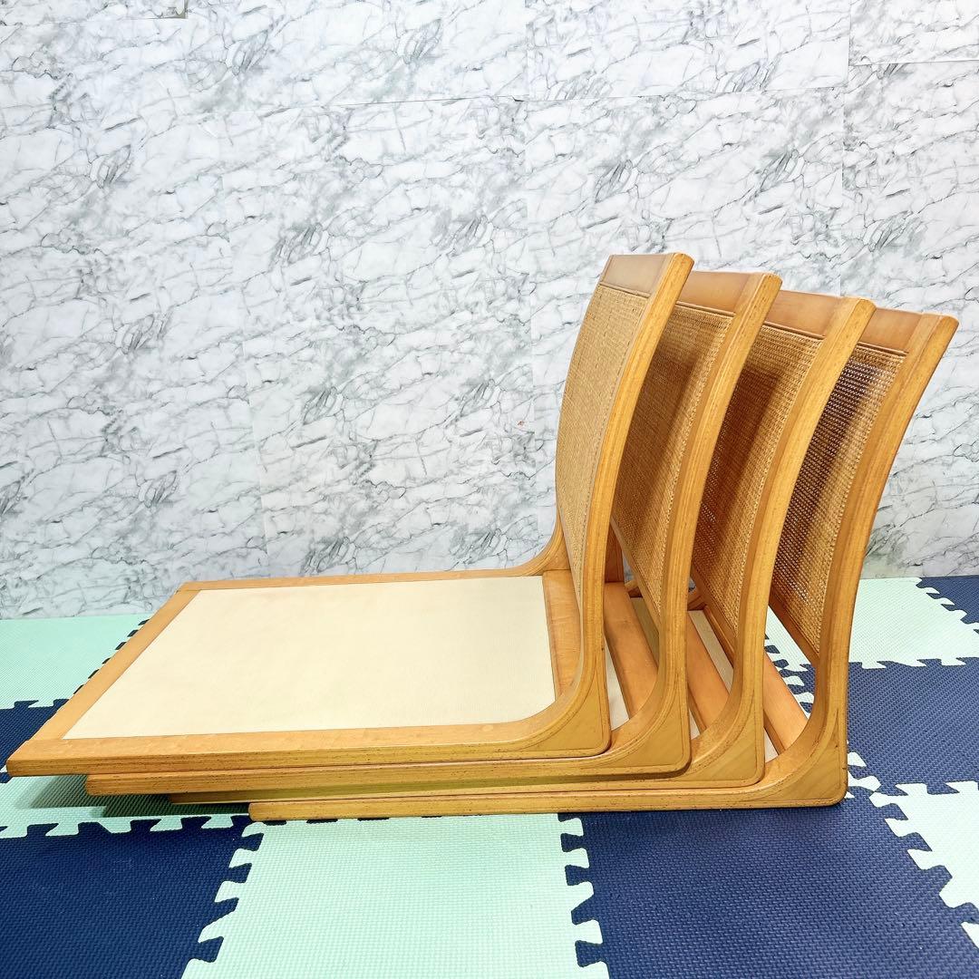 TENDO 天童木工 メープル材 座椅子 5559MP 4脚セット 原好輝 籐