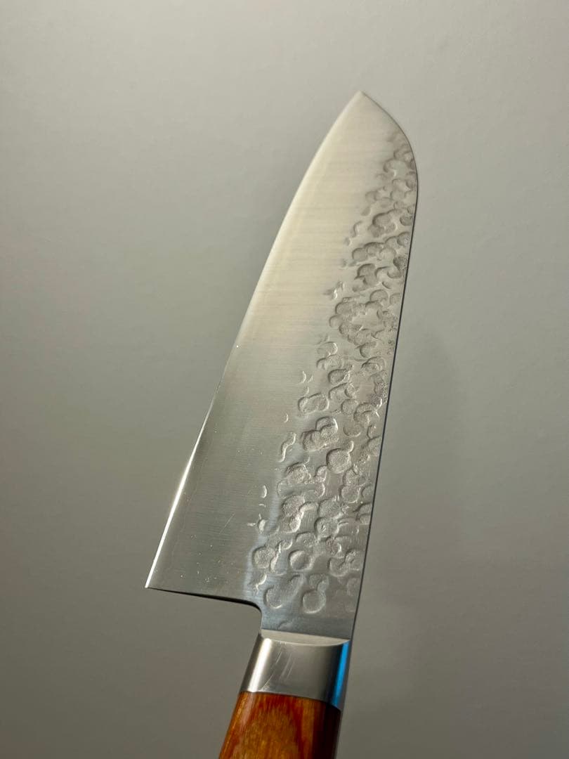 高村刃物 三徳包丁 170mmクロマックス鋼 槌目　高村作 銘