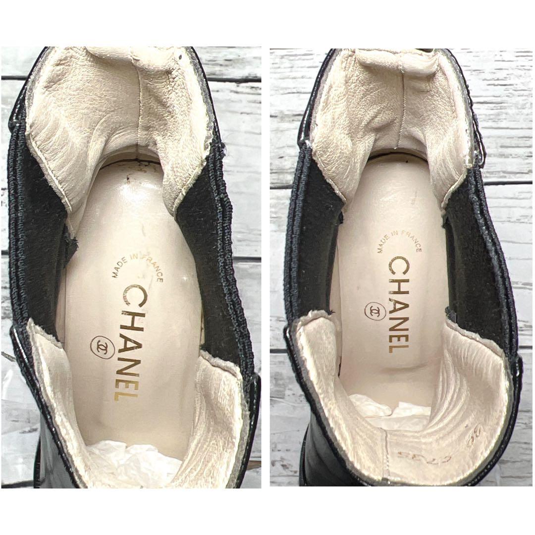 箱付きCHANELシャネル サイドゴアショートブーツ36ココマーク黒ブラック23