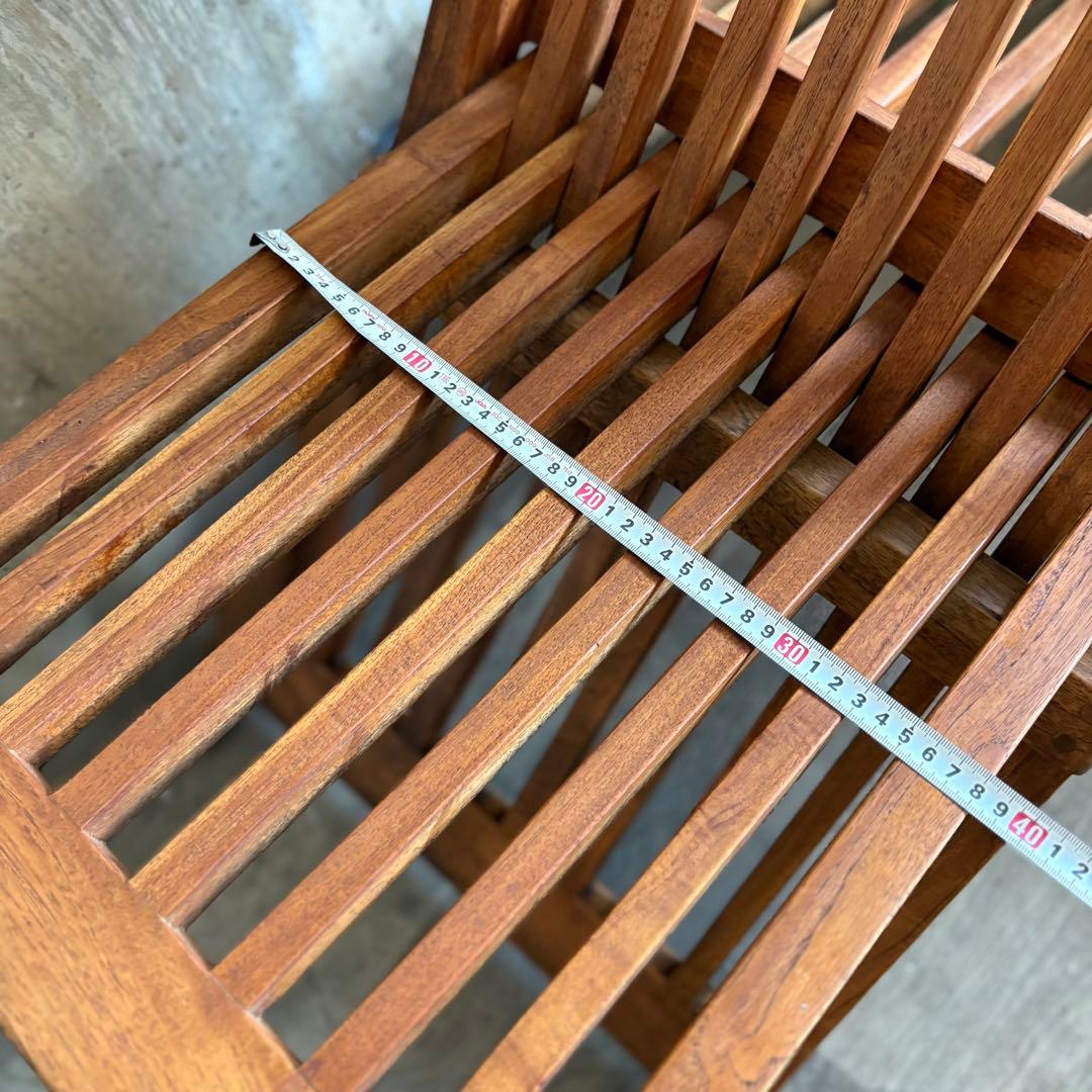 チーク無垢材　フォールディング　スライドチェア　ガーデンチェア