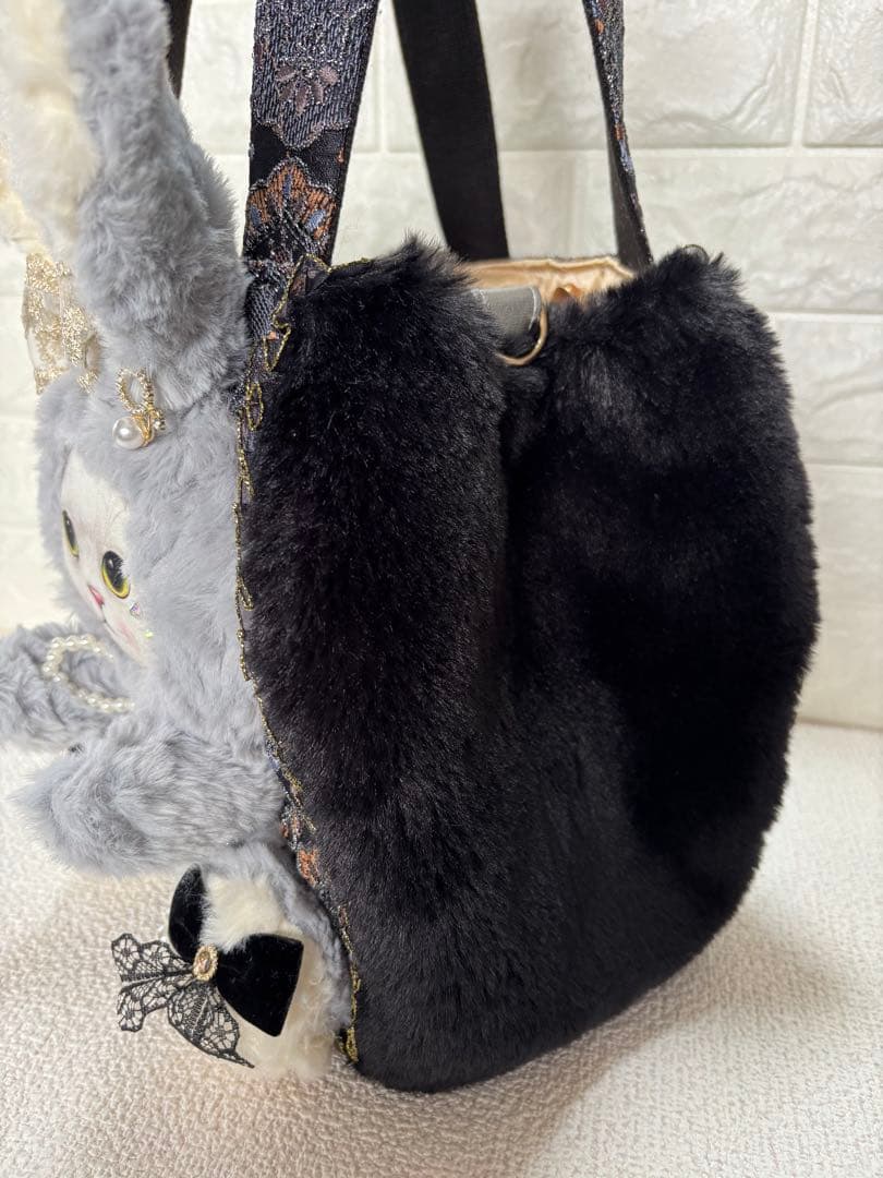 山*ば様 コヤンイサムチョン　ファーバッグ　ギムくん　グレーうさちゃん