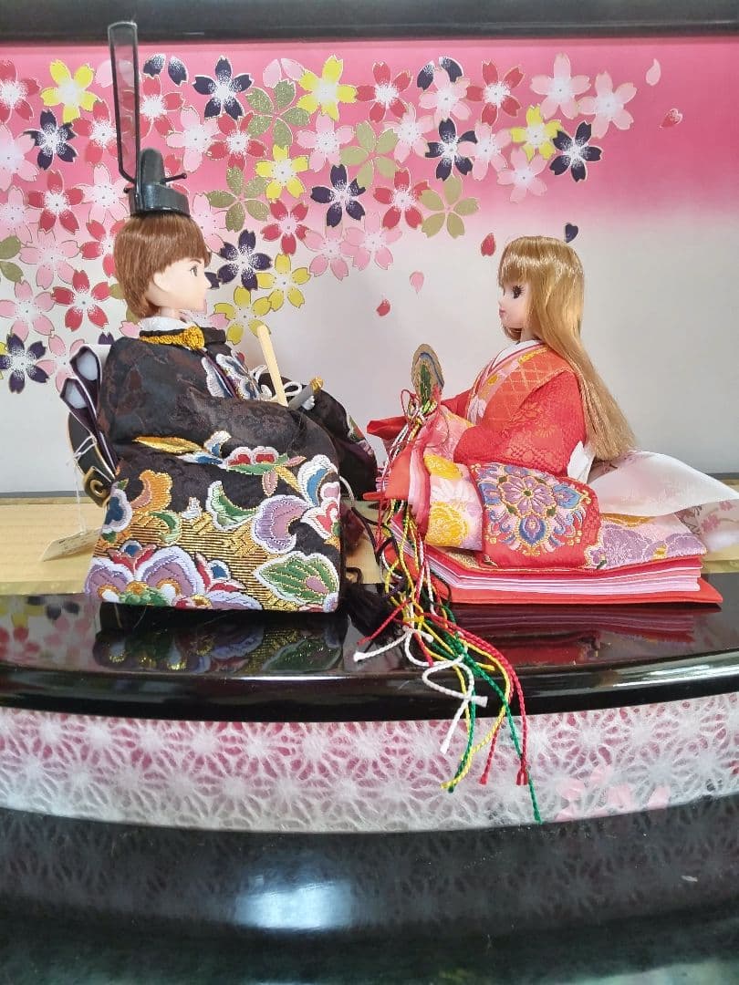 リカちゃん　雛人形 ① 親王と三人官女（リメイク品）