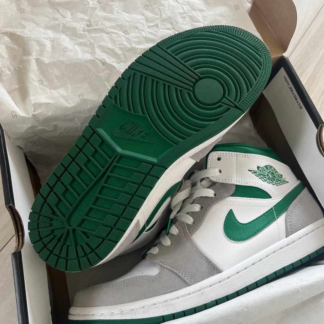 Nike Air Jordan 1 Mid グレー/ホワイト/グリーン