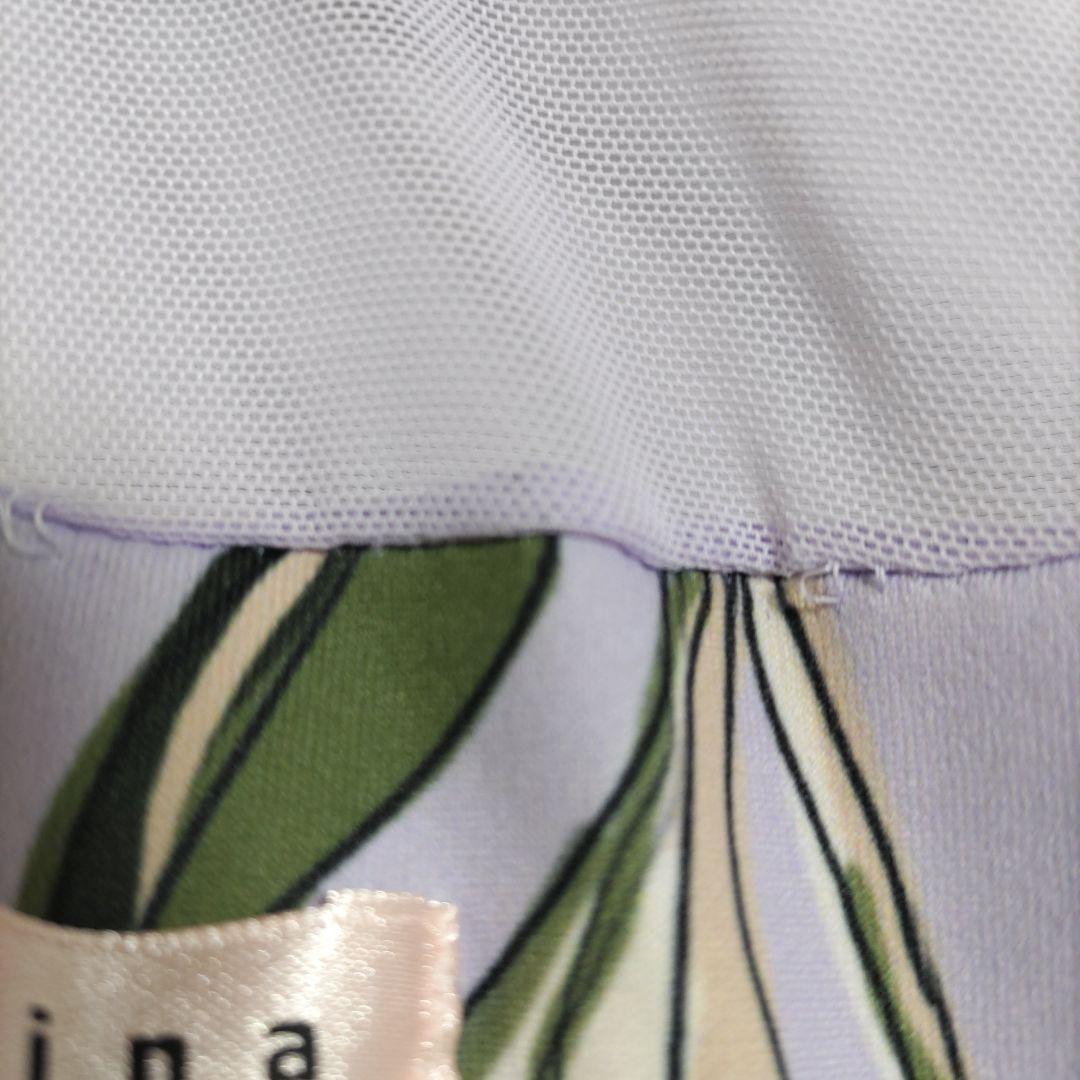 stina 花柄 長袖レオタード ラベンダー