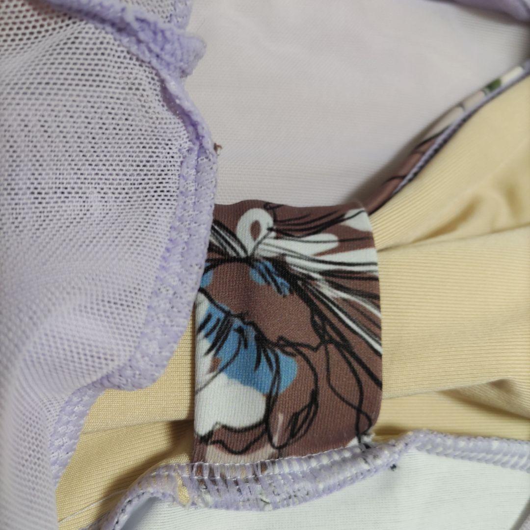 stina 花柄 長袖レオタード ラベンダー