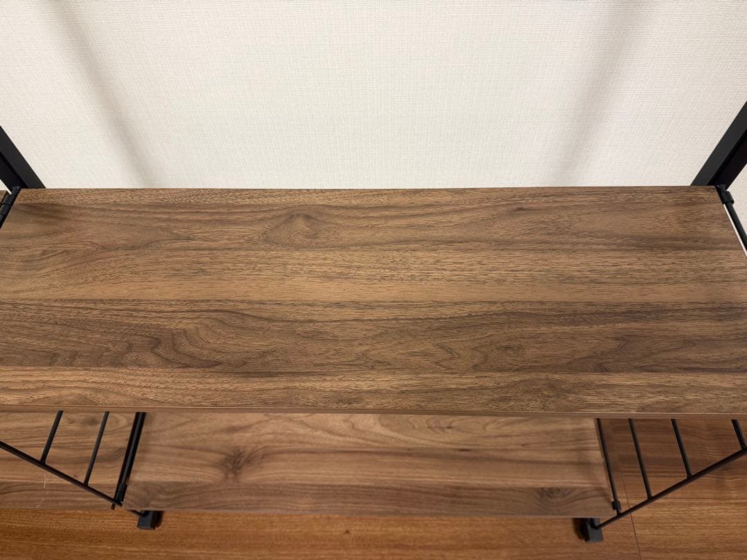 突っ張り壁面収納ワードローブNポルダ(ミドルブラウン)＋上段追加ユニット×3