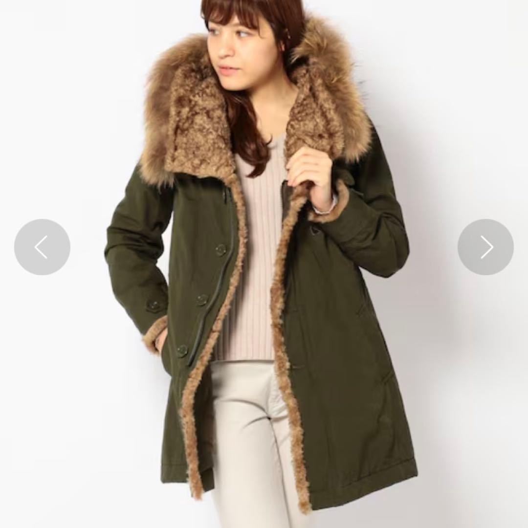 Johnbull アビエイターコート LL カーキ ラクーンファー付　美品