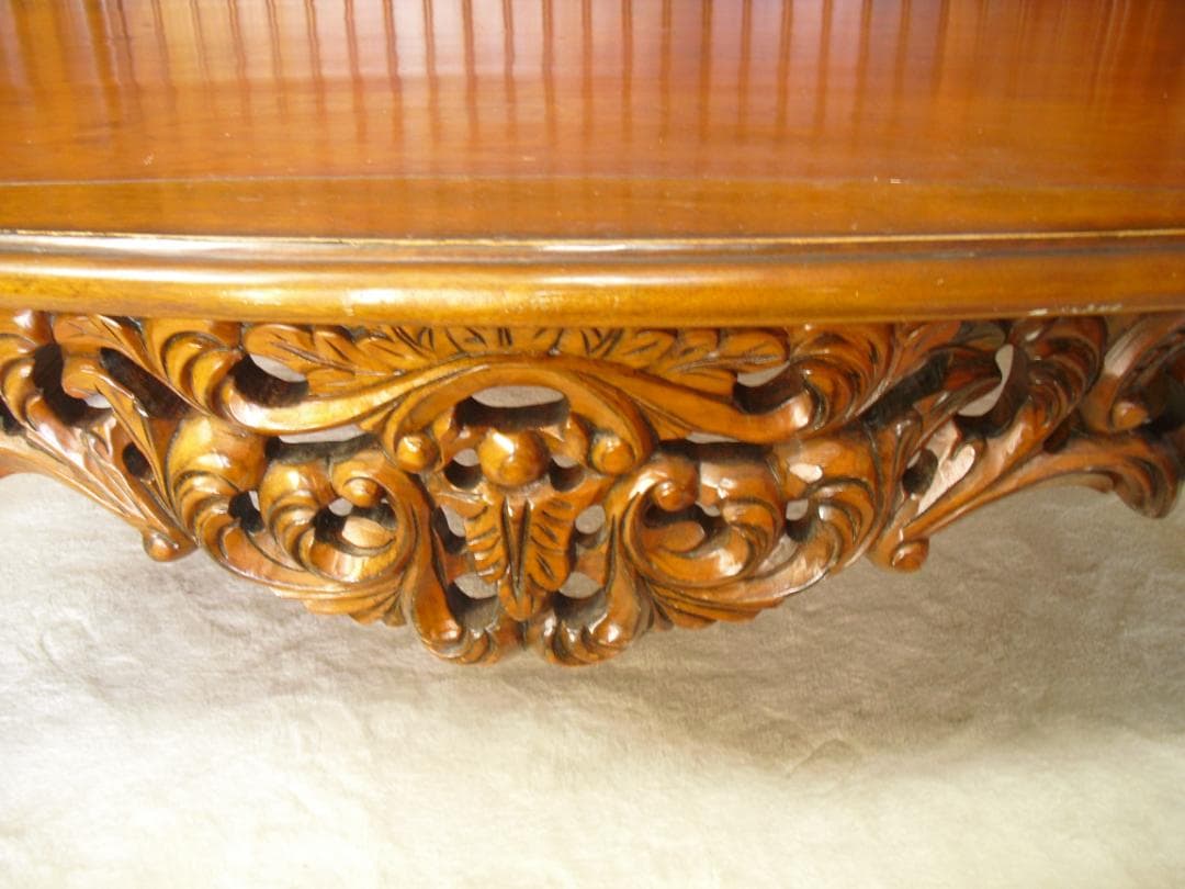 優雅でクラシカルな ロココ様式 センターテーブル☆猫脚 彫刻j W120×D79