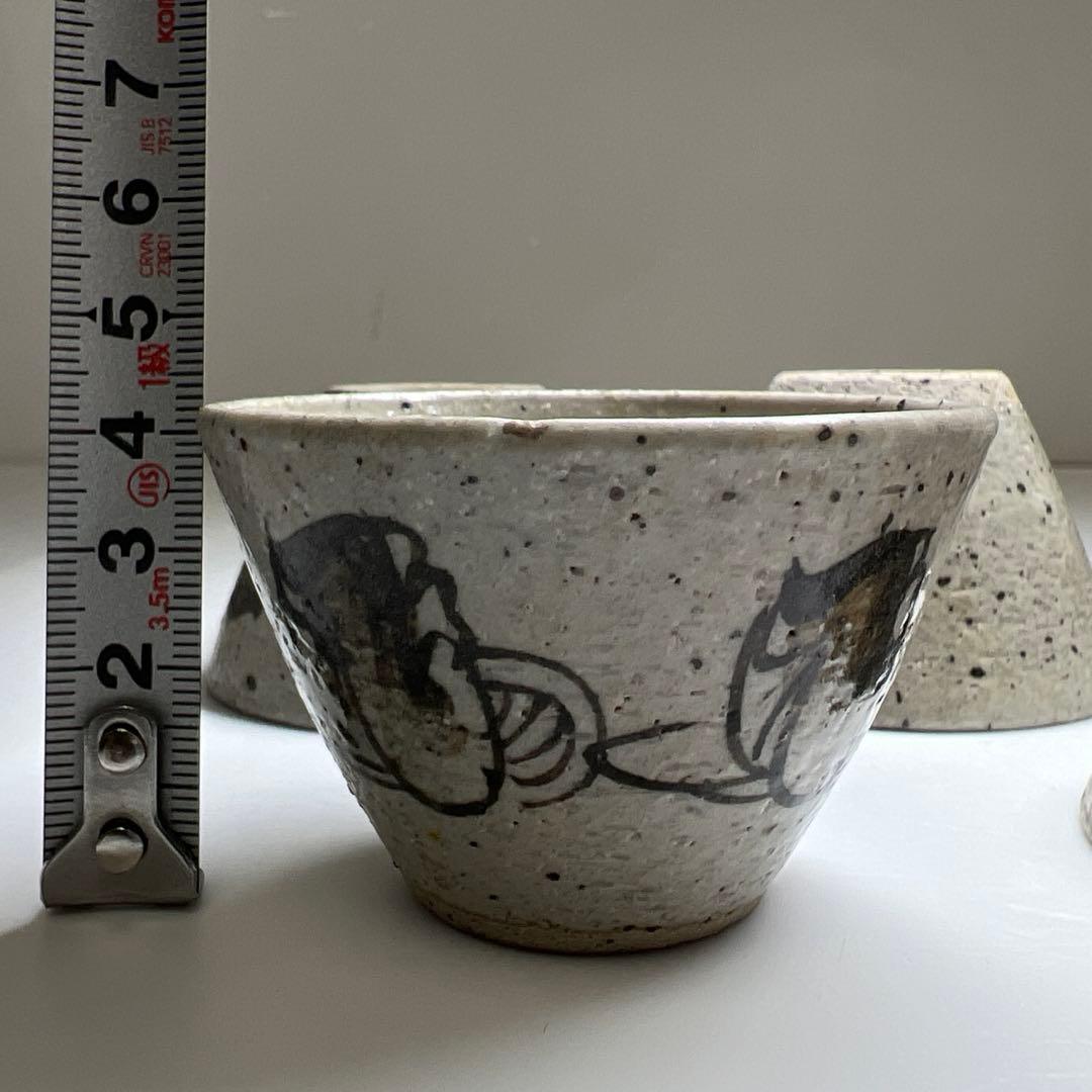 江戸初期　乾山手　鉄釉蕎麦猪口5客　口径約6.5㎝　東Y7-0806⭐︎2Fタサチ